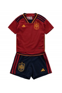 Espanja Jalkapallovaatteet Lasten Kotipeliasu MM-kisat 2022 Lyhythihainen (+ Lyhyet housut)